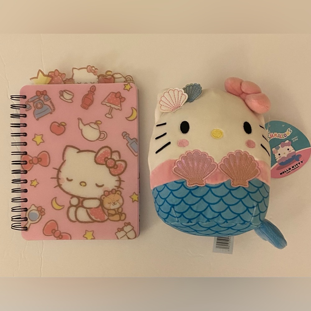 Sanrio Squishmallow MERMAID HELLO KITTY  6.5” and Hello Kitty Tab Journal NWT - Picture 7 of 8